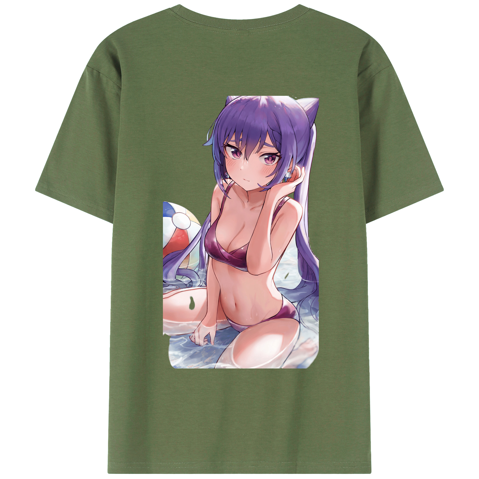げんし神 刻晴 こくせい genshin Kokusei 綿100％ メンズ半袖Tシャツ（バックプリント） 通気性